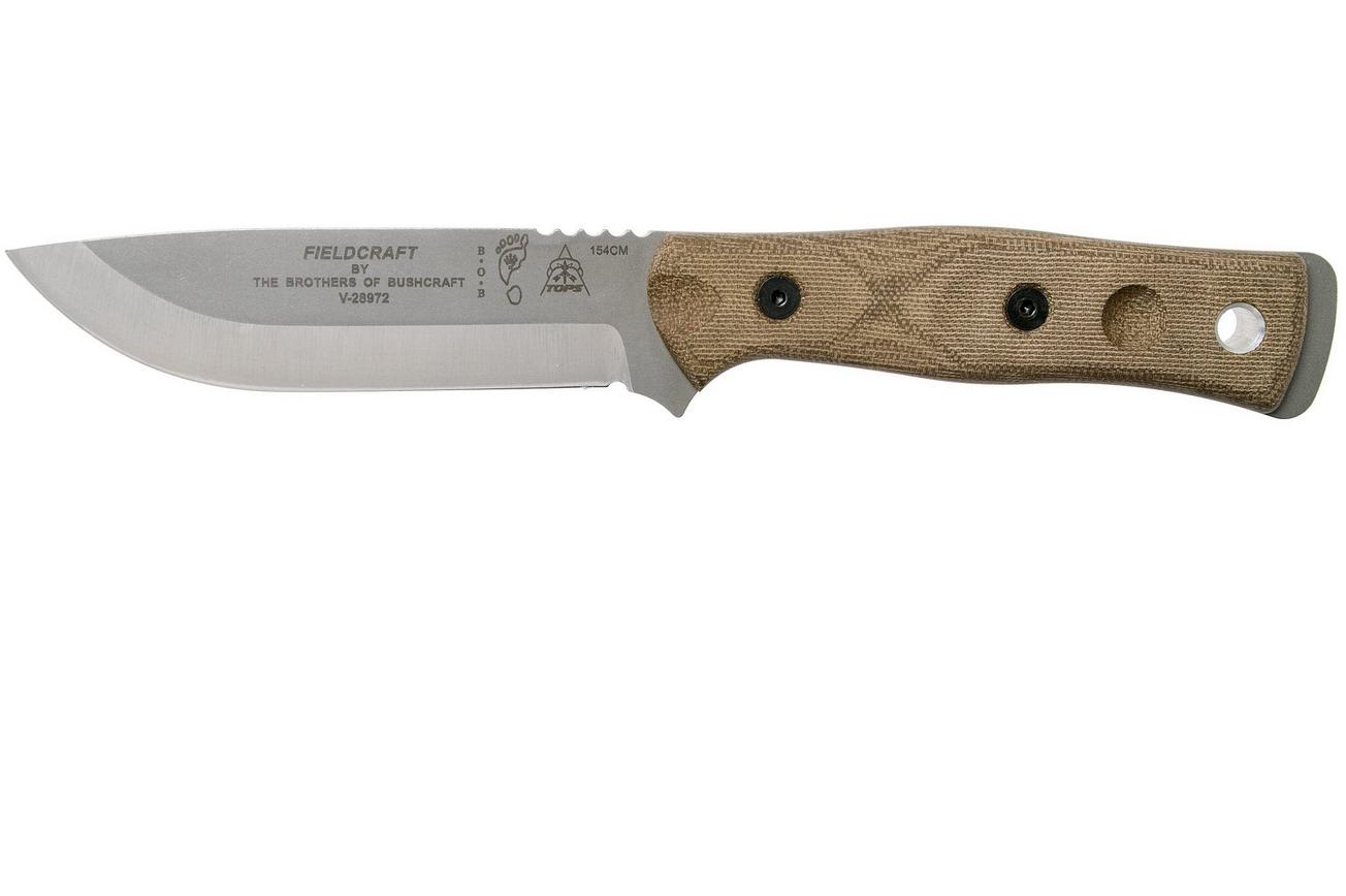 TOPS Knives B.O.B. Fieldcraft 154CM Green Canvas Micarta BROS-154-GCM bushcraftmes