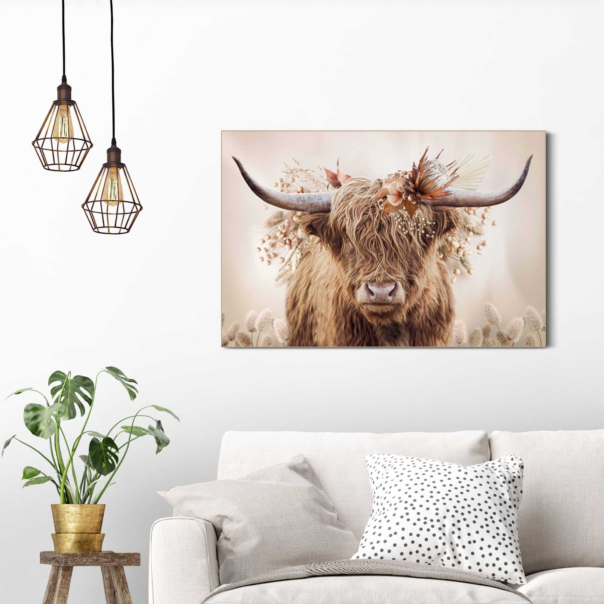 Reinders! Wandbild »Highlander in Blumen«