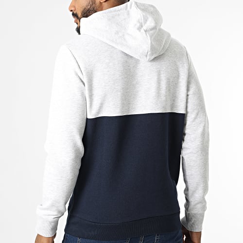 Sweat Capuche Corp Block Gris Chiné Bleu Marine
