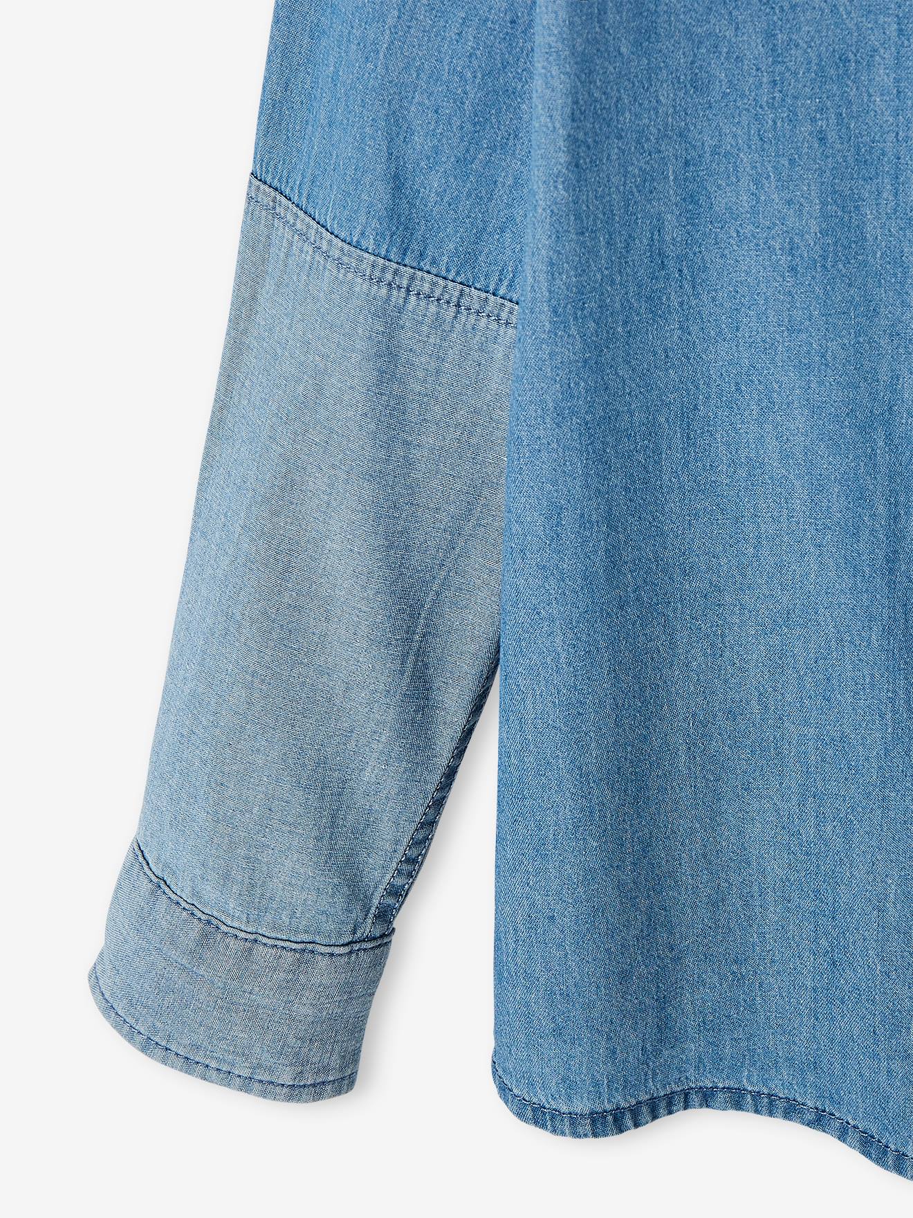 Camisa jeans com peças contrastantes para meninos (cor pedra)