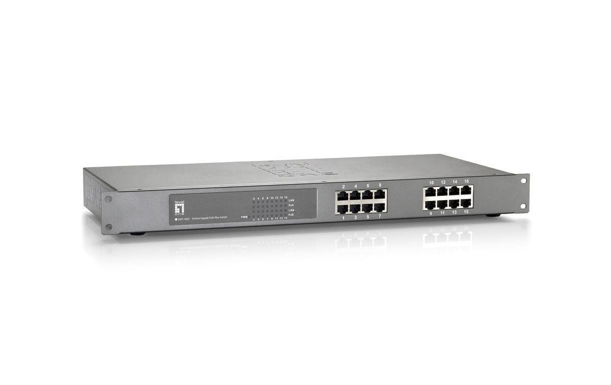PoE+ Switch GEP-1622 16 Port<br>Unmanaged PoE-Plus-Switch, 16-Port, 10/100/1000 Mbps