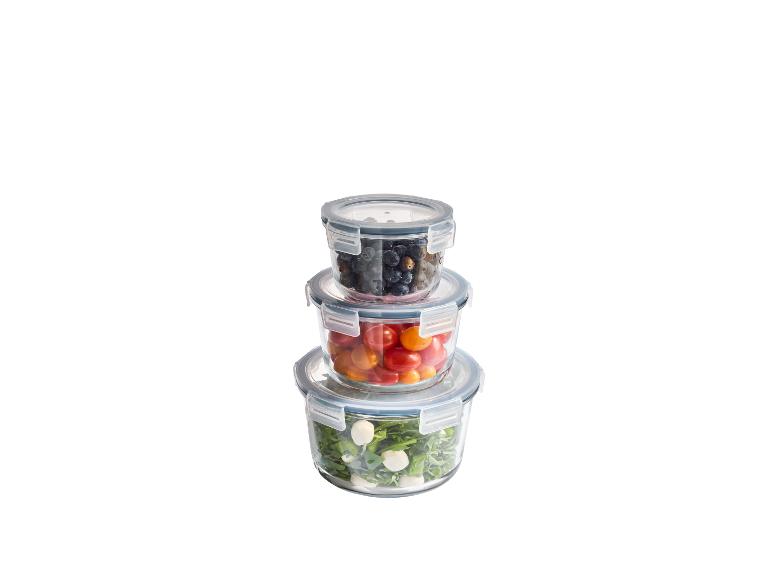 Set van 3 glazen vershoudbakjes