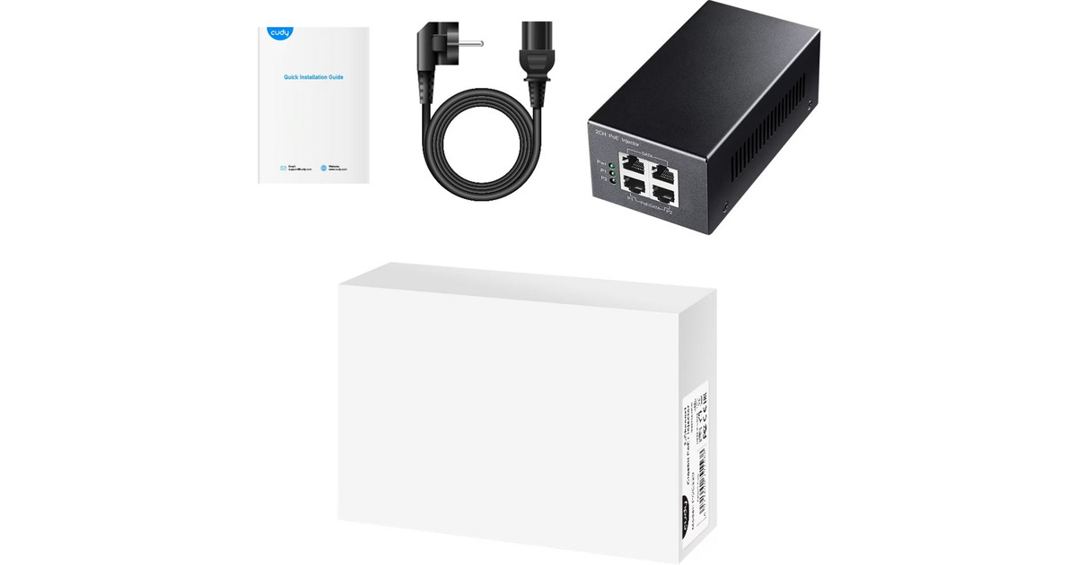 Cudy2-Channel Gigabit PoE+ Injector poe-injector  (Zwart, POE220, 30W)