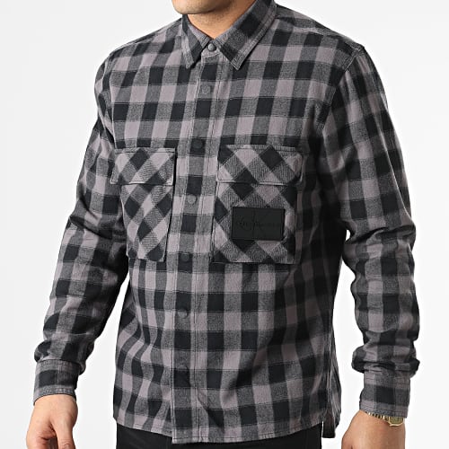 Surchemise A Carreaux Buffalo Check 0345 Noir Gris Anthracite