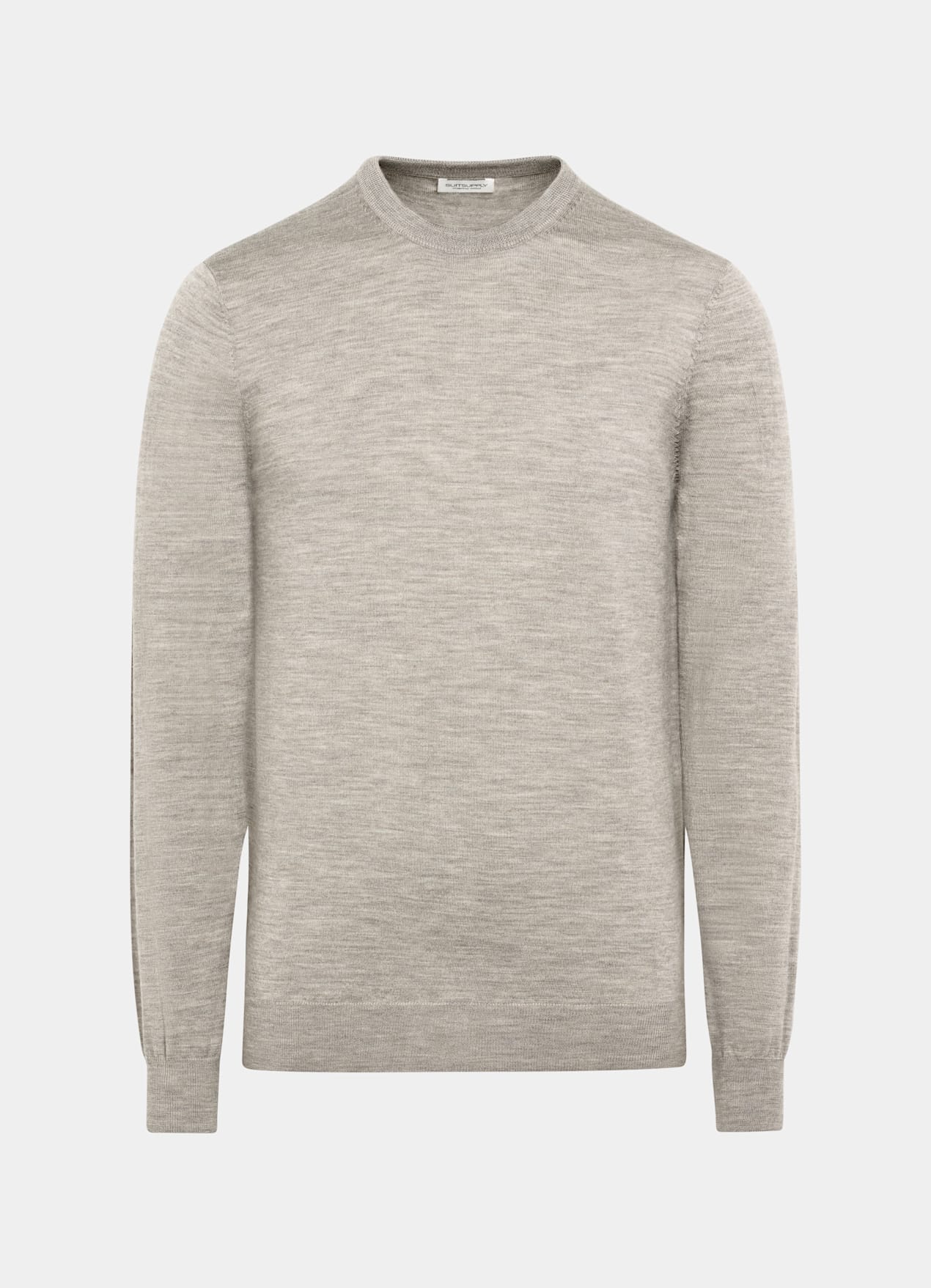 Pull col rond Merino taupe