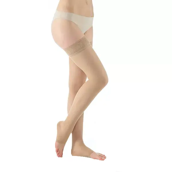 Meias Gibaud Venactif Lux com suporte e dedos abertos, classe 2, tamanho 5 (cor nude).