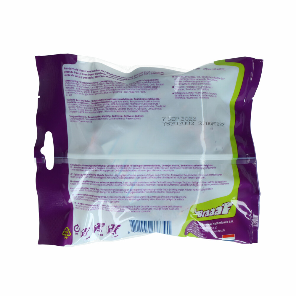 Braaaf Donut 10-12 cm Vlees - Vis120 gr