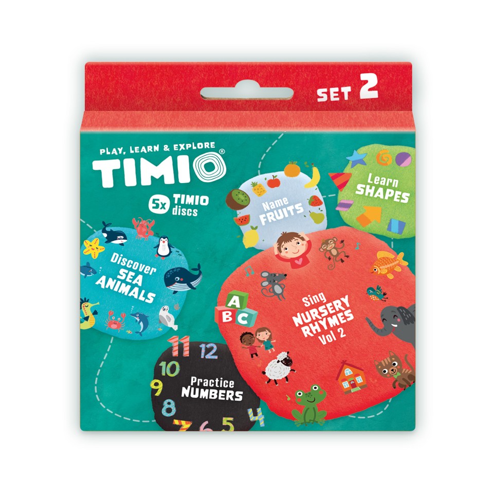 Timio - Disc sæt 2 - Tal, børnesange, havdyr, former og frugter