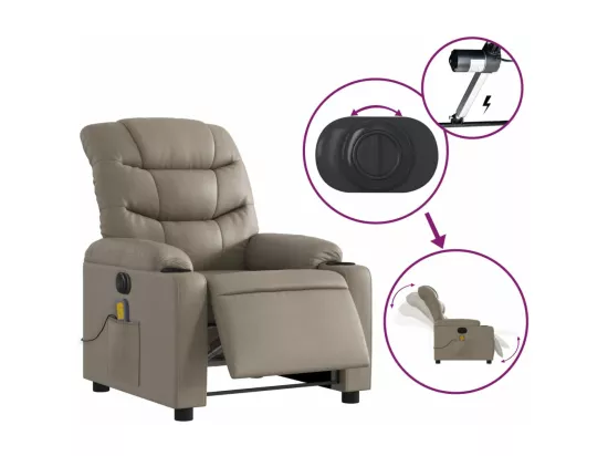 Fauteuil massant inclinable électrique cappuccino similicuir