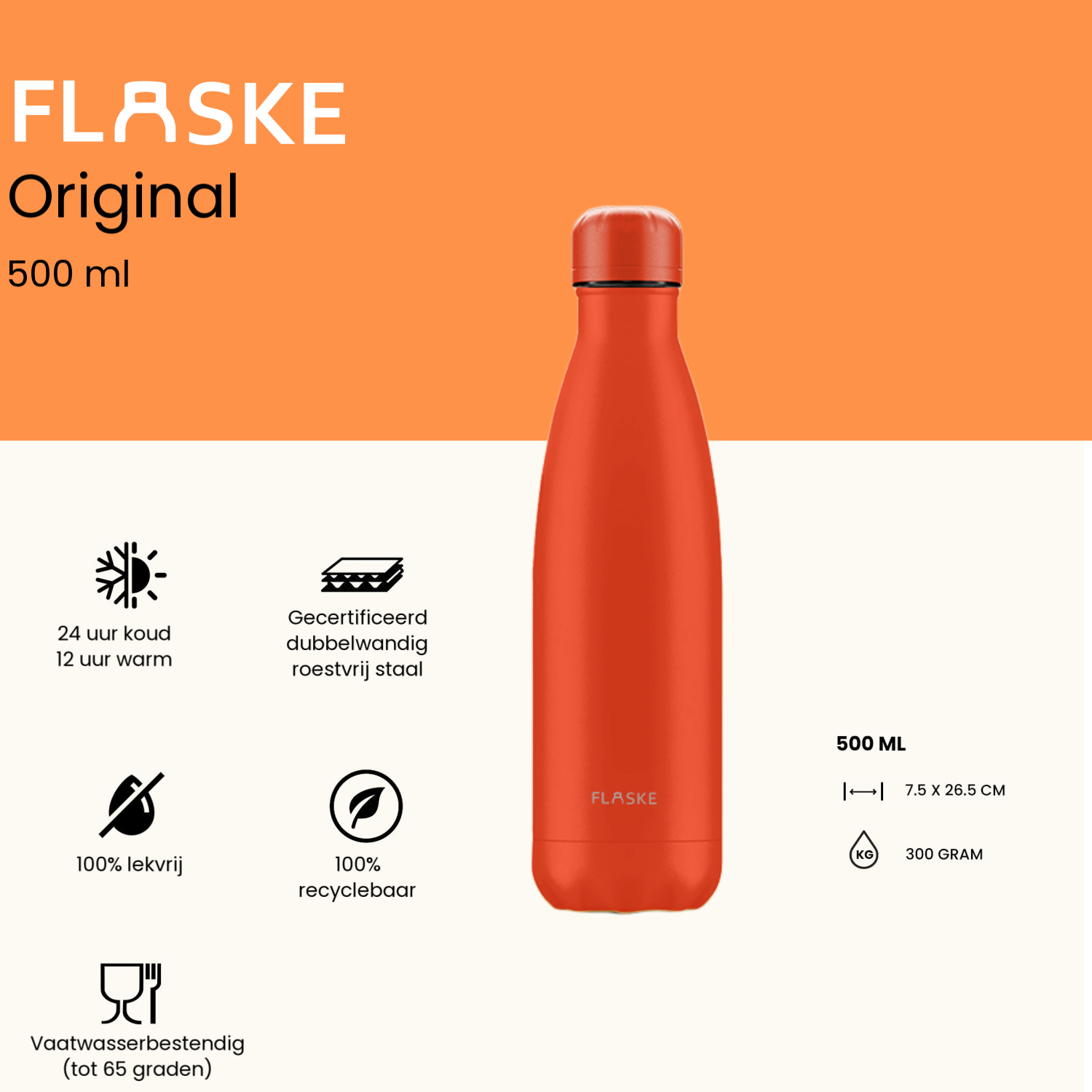 FLASKE 500 ml  RVS Drinkfles - Sunrise