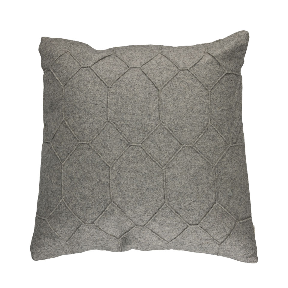 Kussen wolvilt Hexagon lightgrey