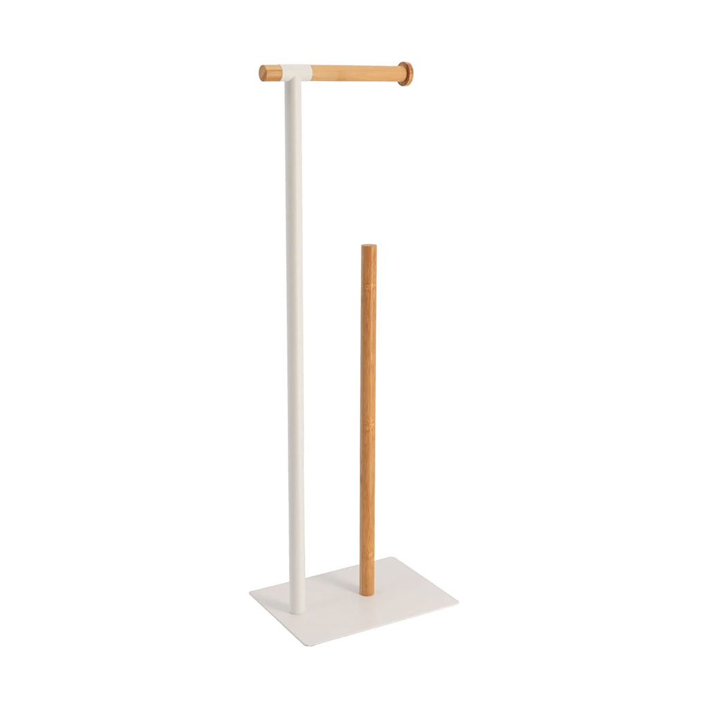 Dérouleur papier WC et réserve en métal blanc 22x69.5x16cm