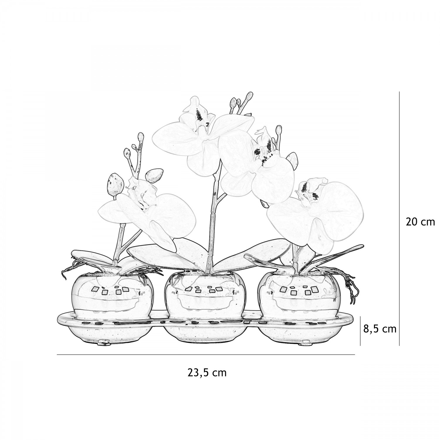 Orchidées artificielles 20cm lot de 3