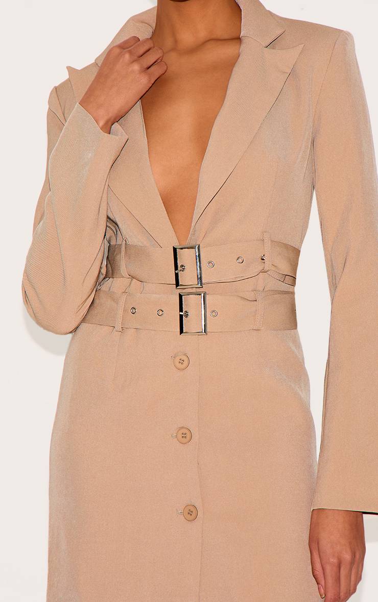 Robe Blazer Cintrée En Tissu Tissé Avec Double Ceinture