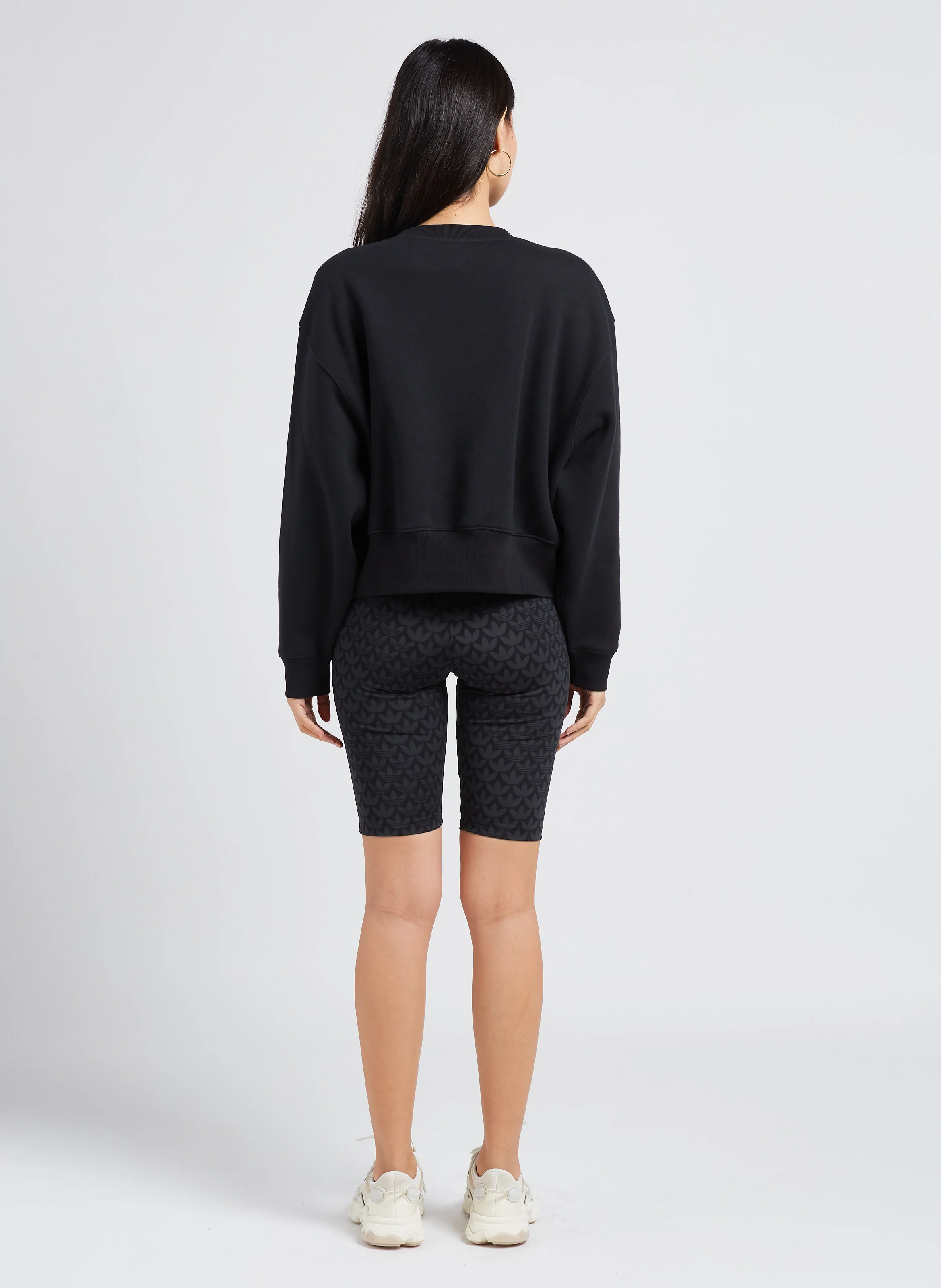 Sweat col rond en coton mélangé | Noir