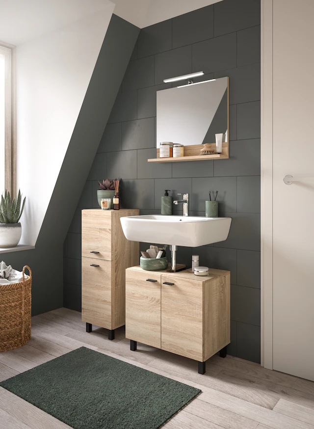 welltime Midischrank »Tampa, Höhe 80cm, hängend oder stehend montierbar« Badschrank, Bad-Möbel, Badezimmer