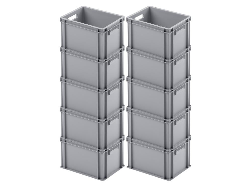 PROREGAL Eurocontainer met open handgreep HxBxD 23,5 x 30 x 40 cm 22 liter Grijs Eurobox Transportbox Transportcontainer Stapelbak