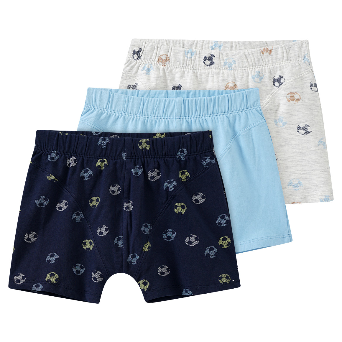 Yigga 3 Jungen Boxer mit Bio-Baumwolle hellblau / dunkelblau / creme
