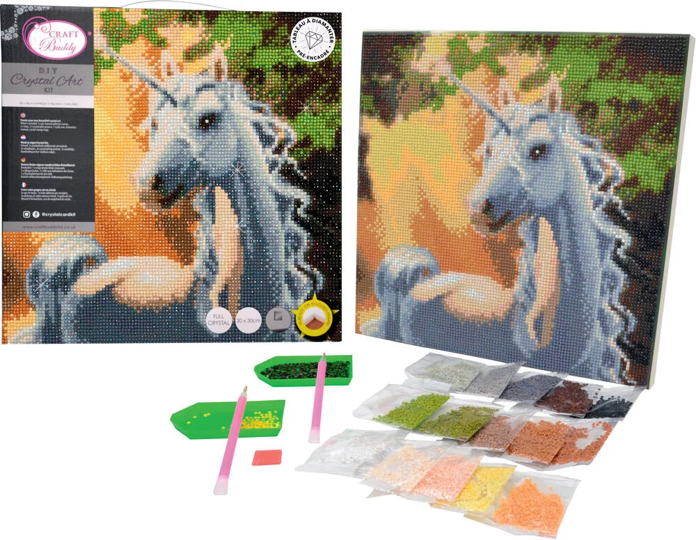 CRYSTAL ART KIT TABLEAU BRODERIE DIAMANT 30X30CM LICORNE