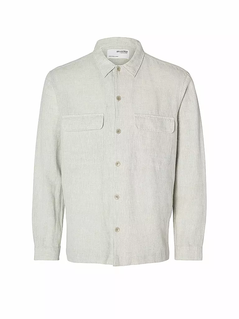 SELECTED Overshirt SLHMADS-LINEN weiss