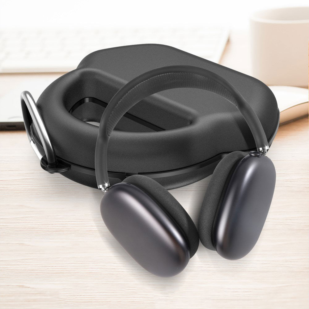 AirPods Max (2024) / AirPods Max Kunststoff Schutztasche Aufbewahrungs Case Hartschale   Karabinerhaken - Weiss