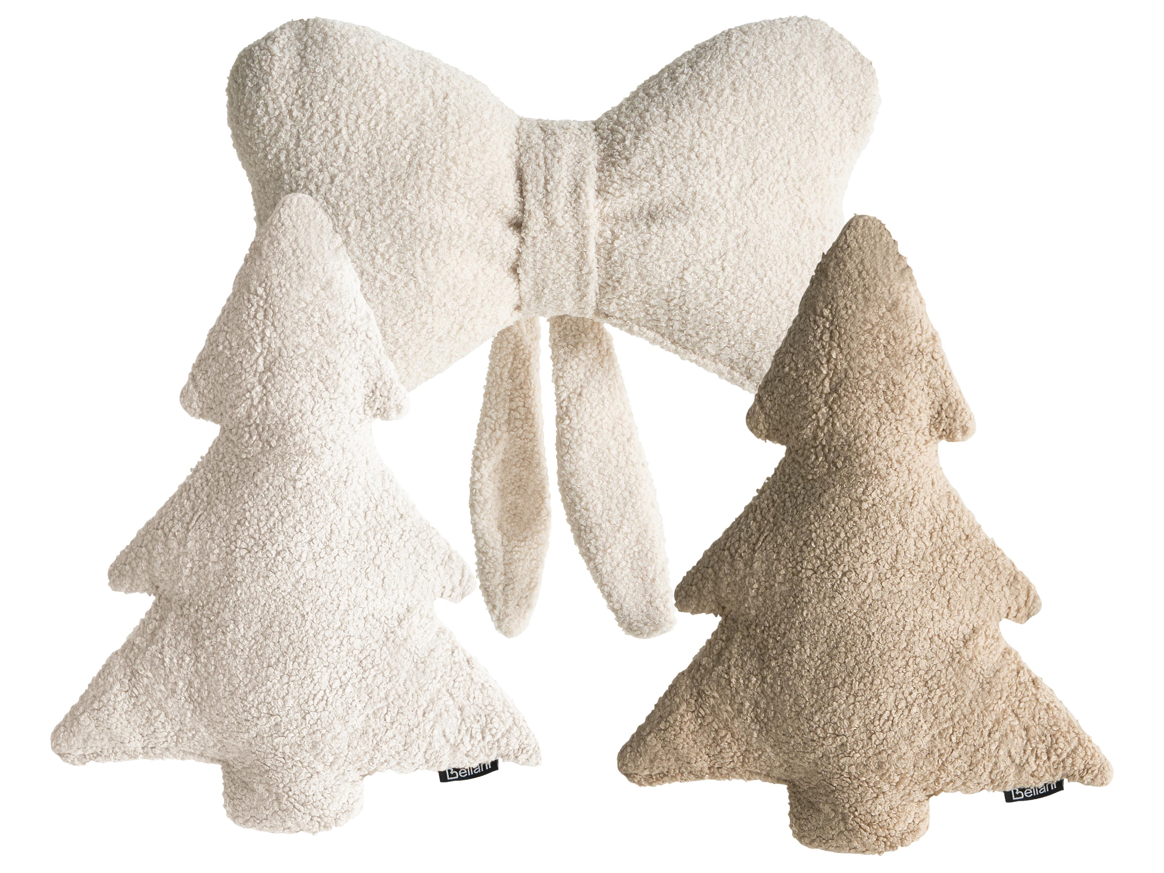 Set van 3 sierkussens WINTERLAND Bouclé 30 x 35 cm 45 x 25 cm Lichtbeige kerstmotief