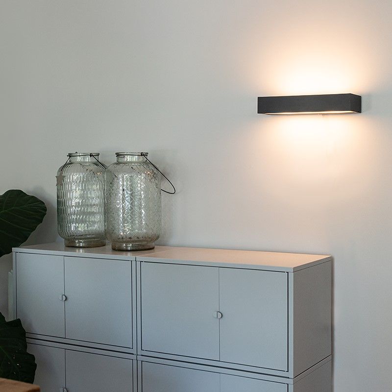 Design langwerpige wandlamp zwart 35 cm - Houx