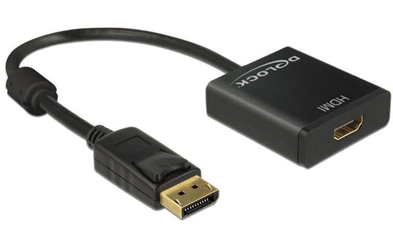 Konverter DP - HDMI SchwarzAdapterkabel, 4K DisplayPort-Stecker auf 4K HDMI-Buchse