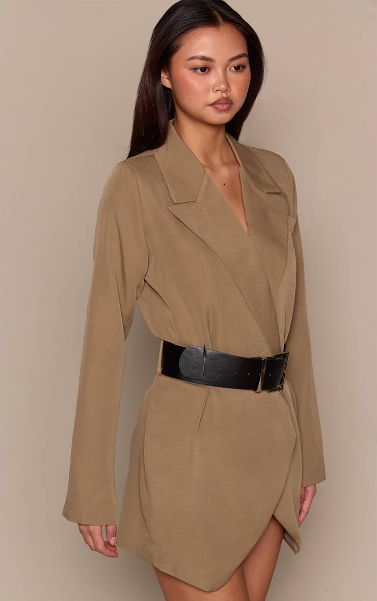 Kaki Robe Blazer Cache-cœur Avec Ceinture