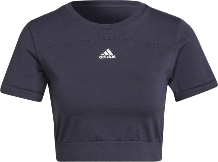 adidas AEROKNIT Seamless Fitted Cropped trænings T-shirt Blå