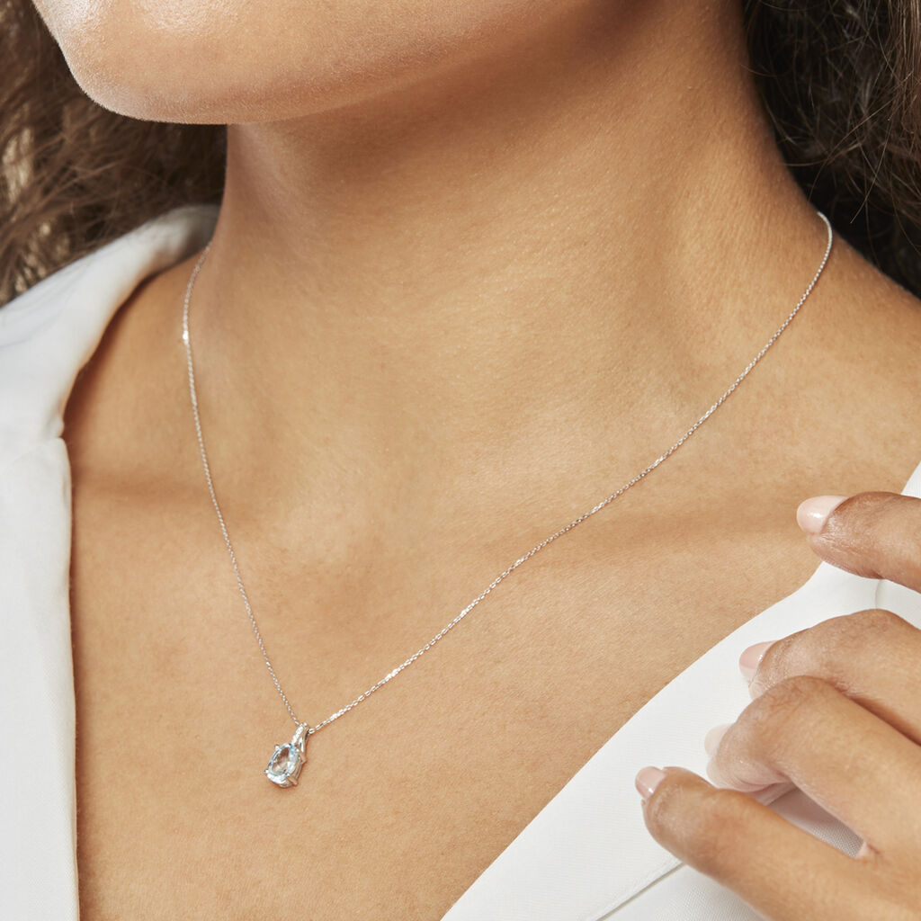Collier Audea Or Blanc Topaze Et Oxyde De Zirconium