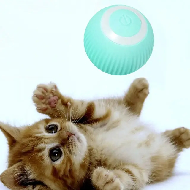 (2er Set) Ø43mm Intelligentes USB Katzen Spielzeug Rollender Spielball Haustier Indoor Fun - Blau / Rosa