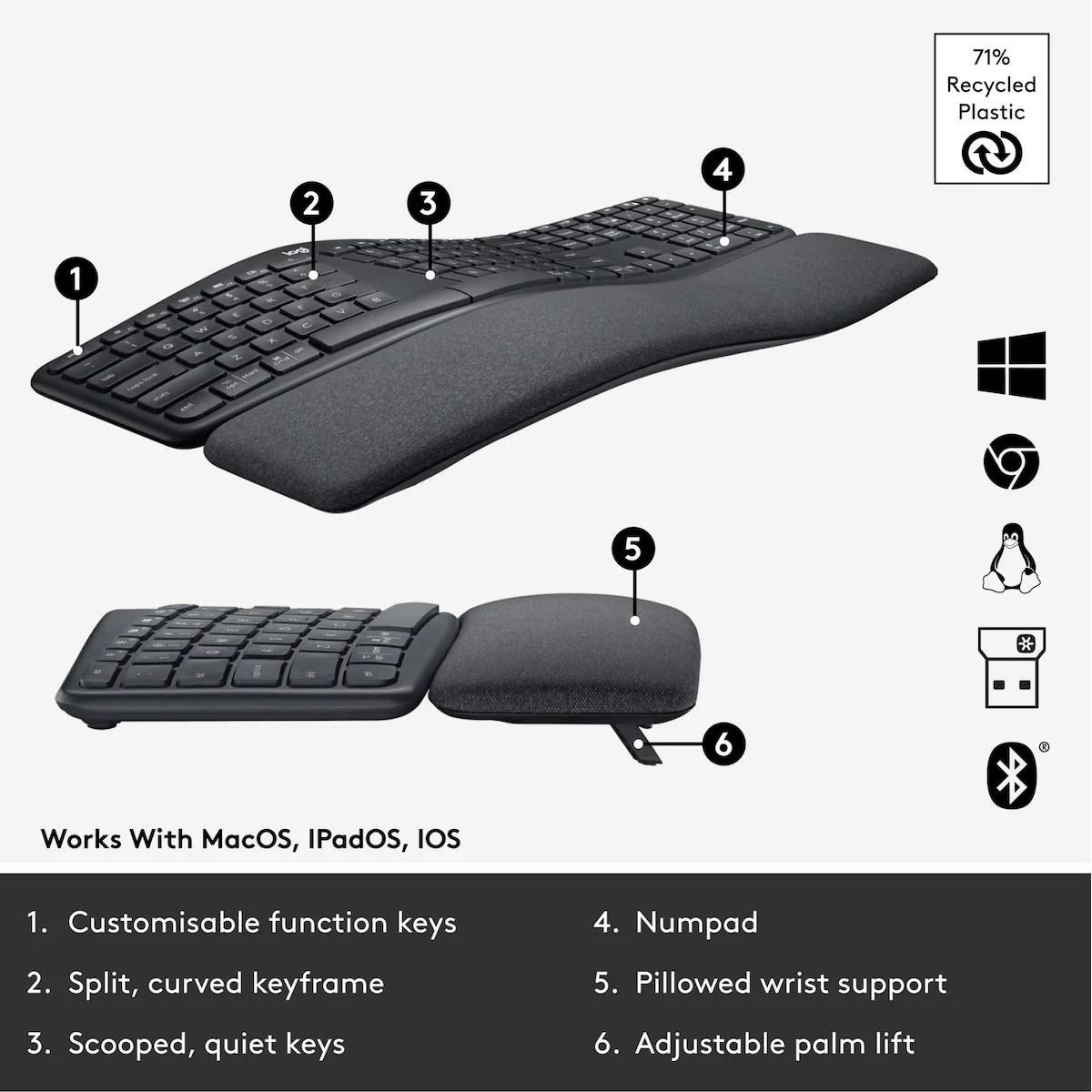Logitech Ergo K860 ergonomisk tastatur