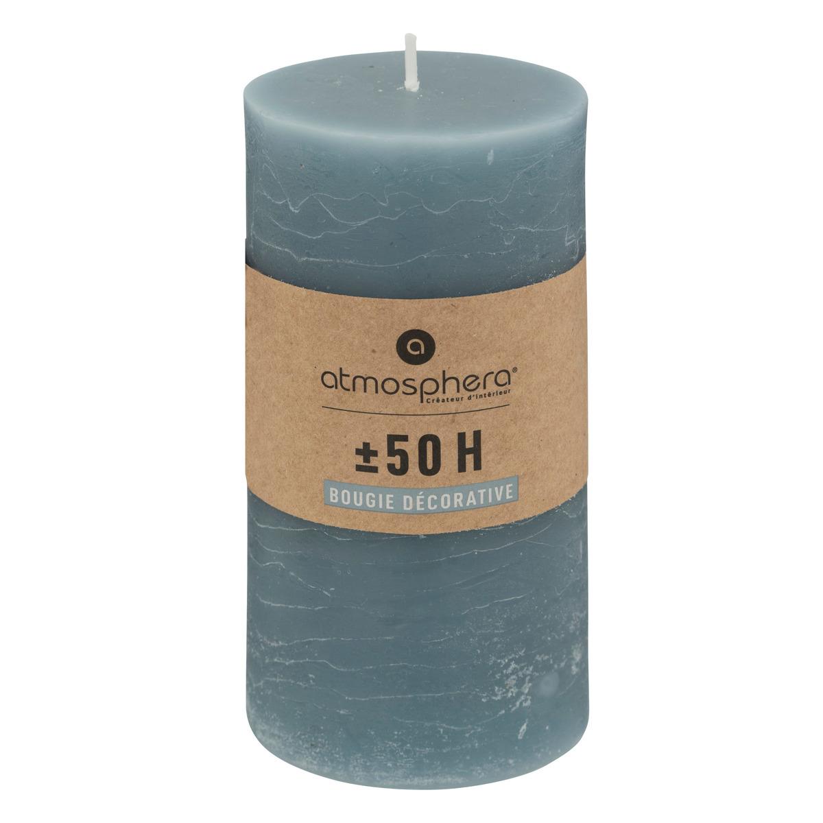 BOUGIE RONDE OLIA BLEU ORAGE D.6.8X14CM