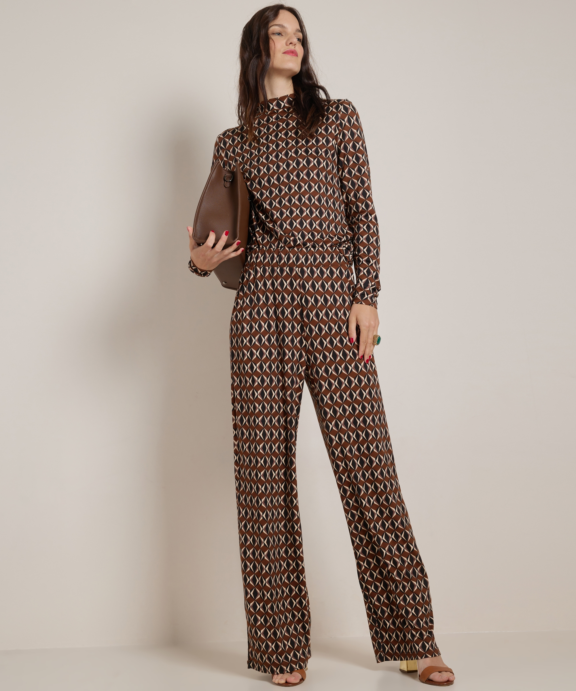 jersey top met all-over print
