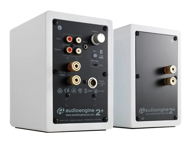 Audioengine A2  Wireless - Højttalere - trådløs - Bluetooth - USB - 30 Watt (Total) - 2-vejs - højglans hvid