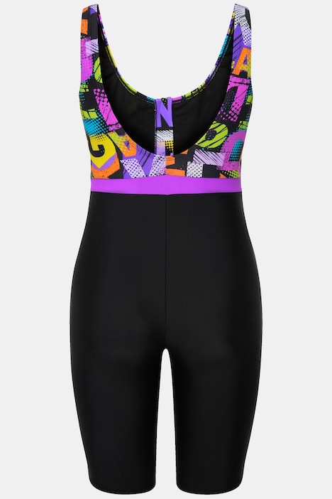 Badeanzug, langes Bein, Zipper, ohne Softcups, recycelt