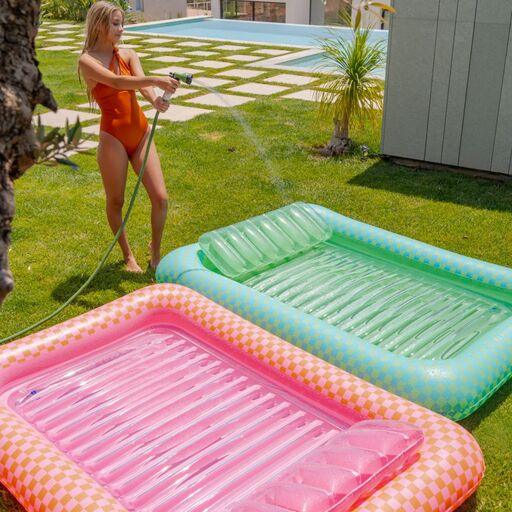 Tapete inflável para piscina com estampa de flamingo