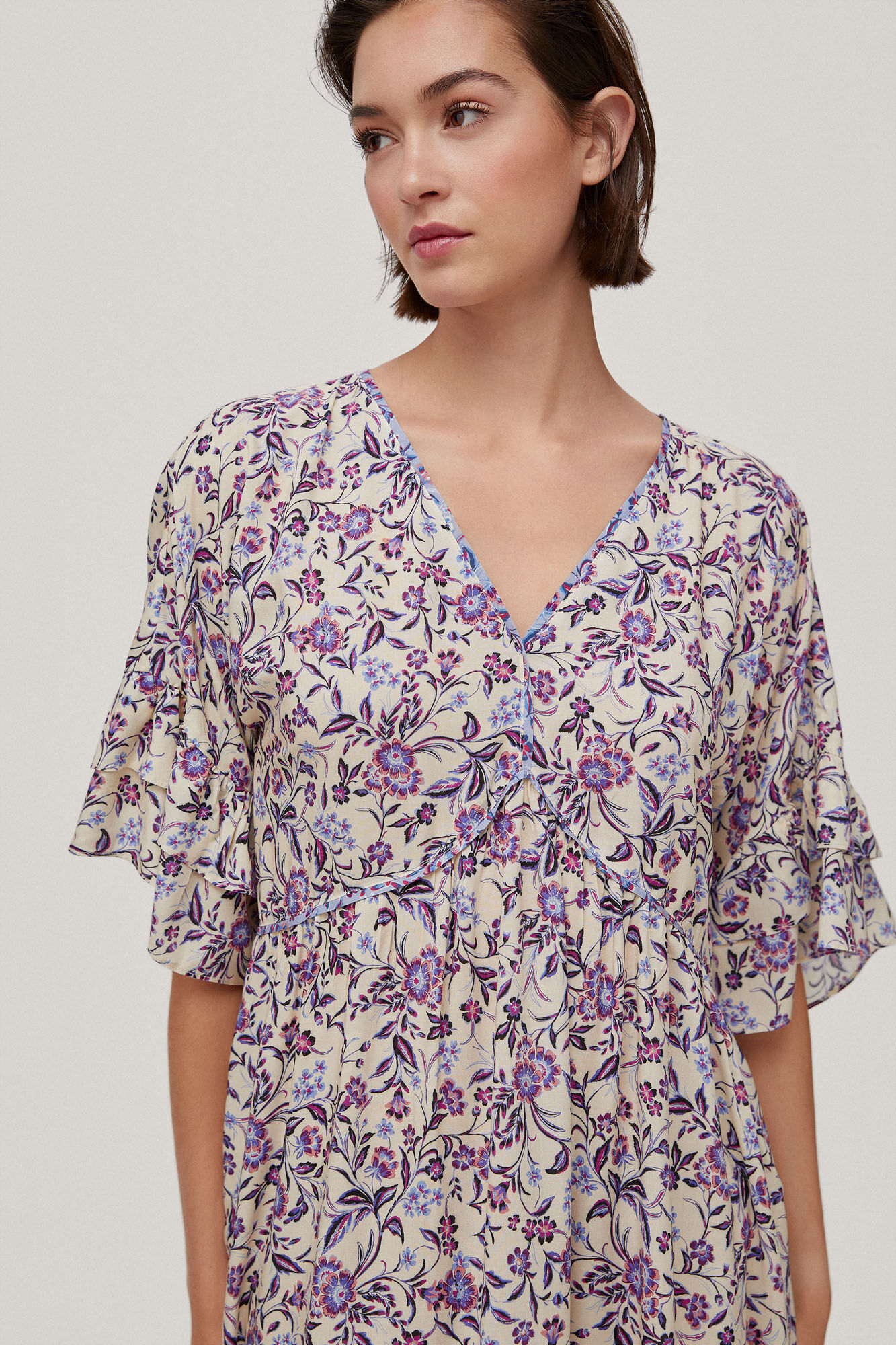 Vestido túnica com estampa floral - Azul