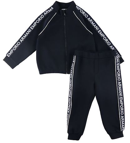 Emporio Armani Cardigan/Hosen - Navy m. Logo-Streifen