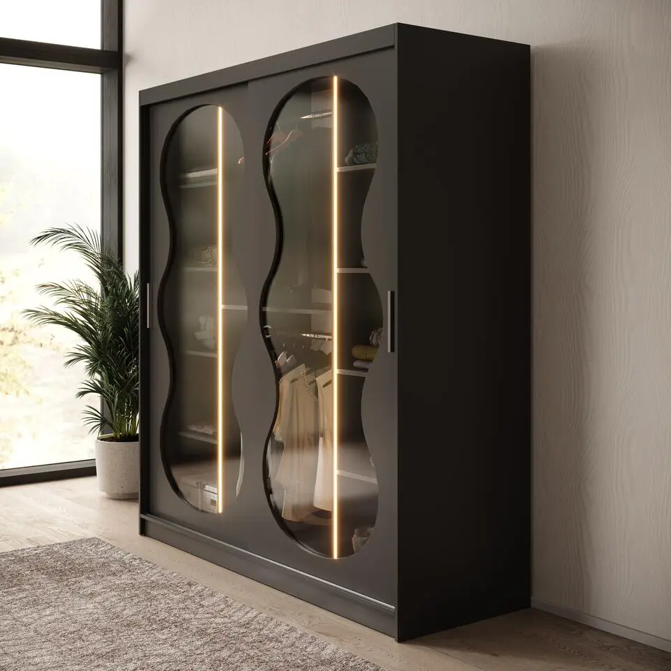 Meubella - Kledingkast Bunaro - Zwart - 180 cm