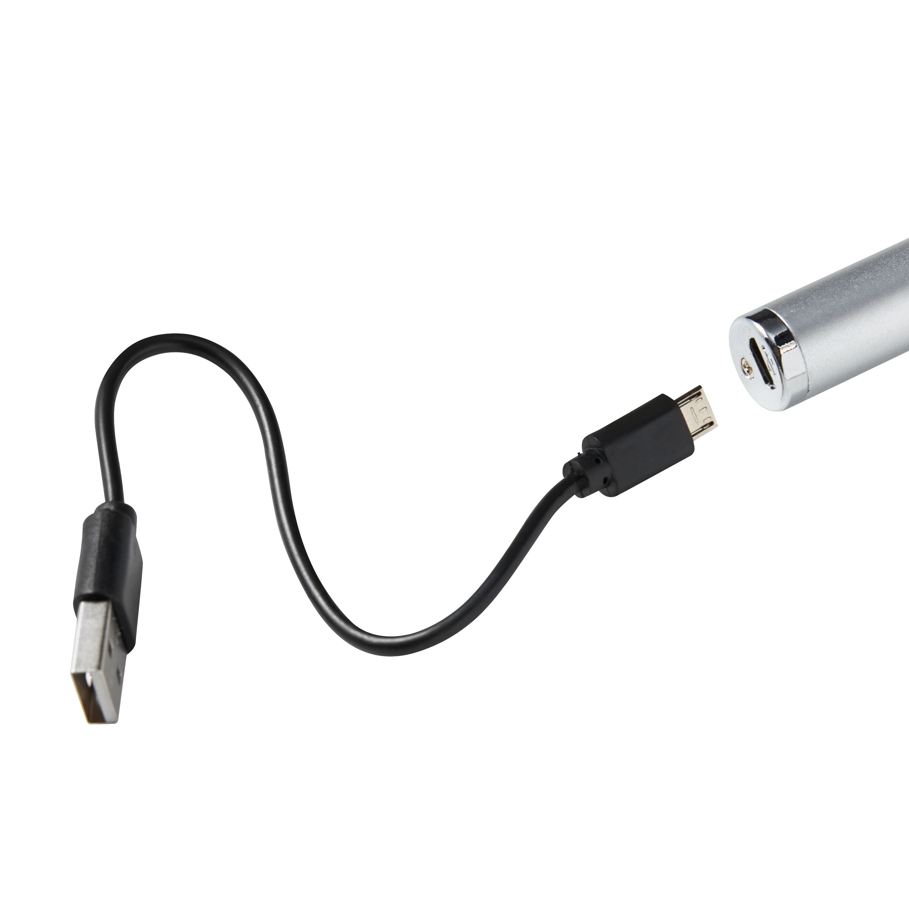 USB Feuerzeug - Silber / H: 17.5 cm
