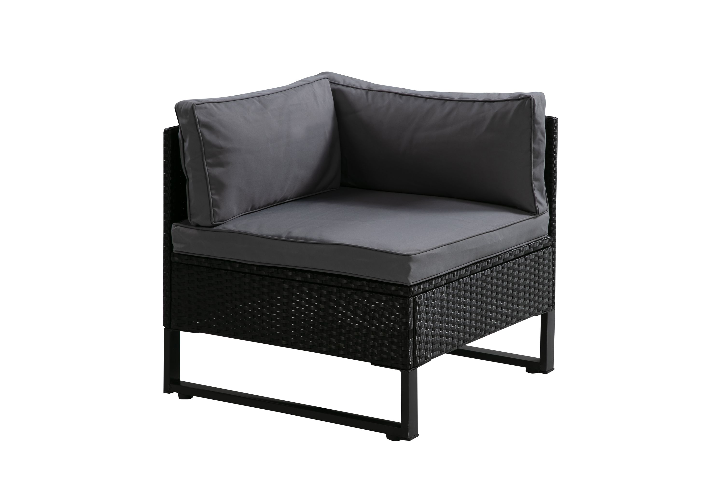 Rattanlounge CAPITOLA schwarz/anthrazit