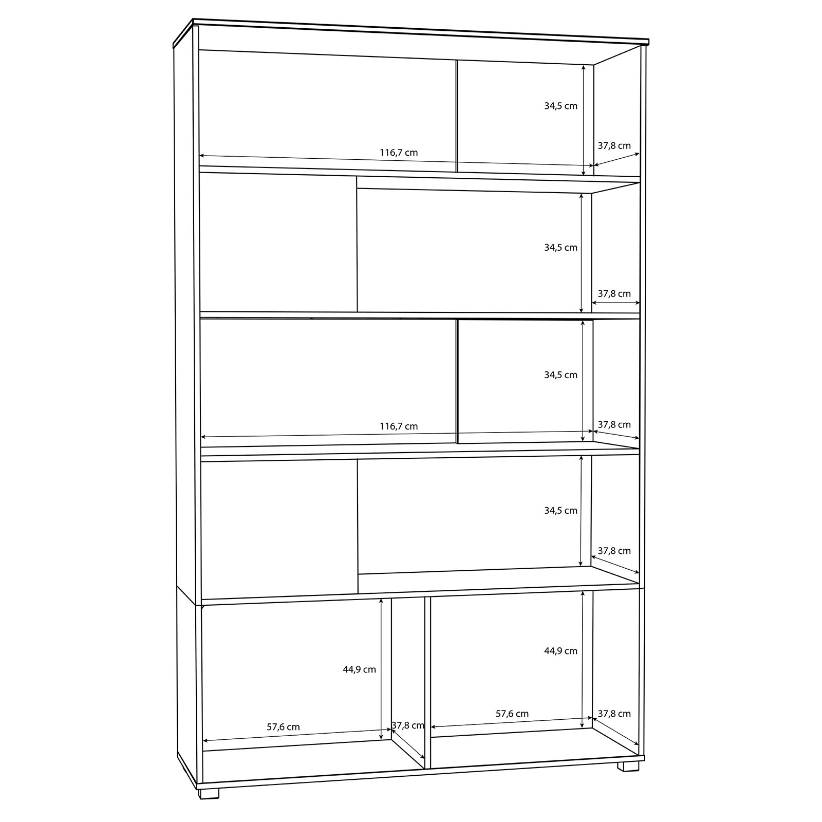 Regal - weiß - Artisan Eiche - 120 cm