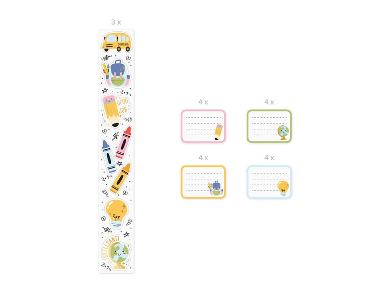 Gekleurde Sticker School 19 delig