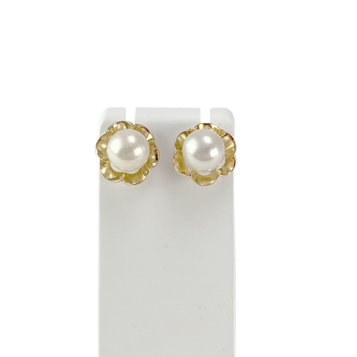 Boucles d'oreilles d'occasion or 750 jaune perles de culture du Japon