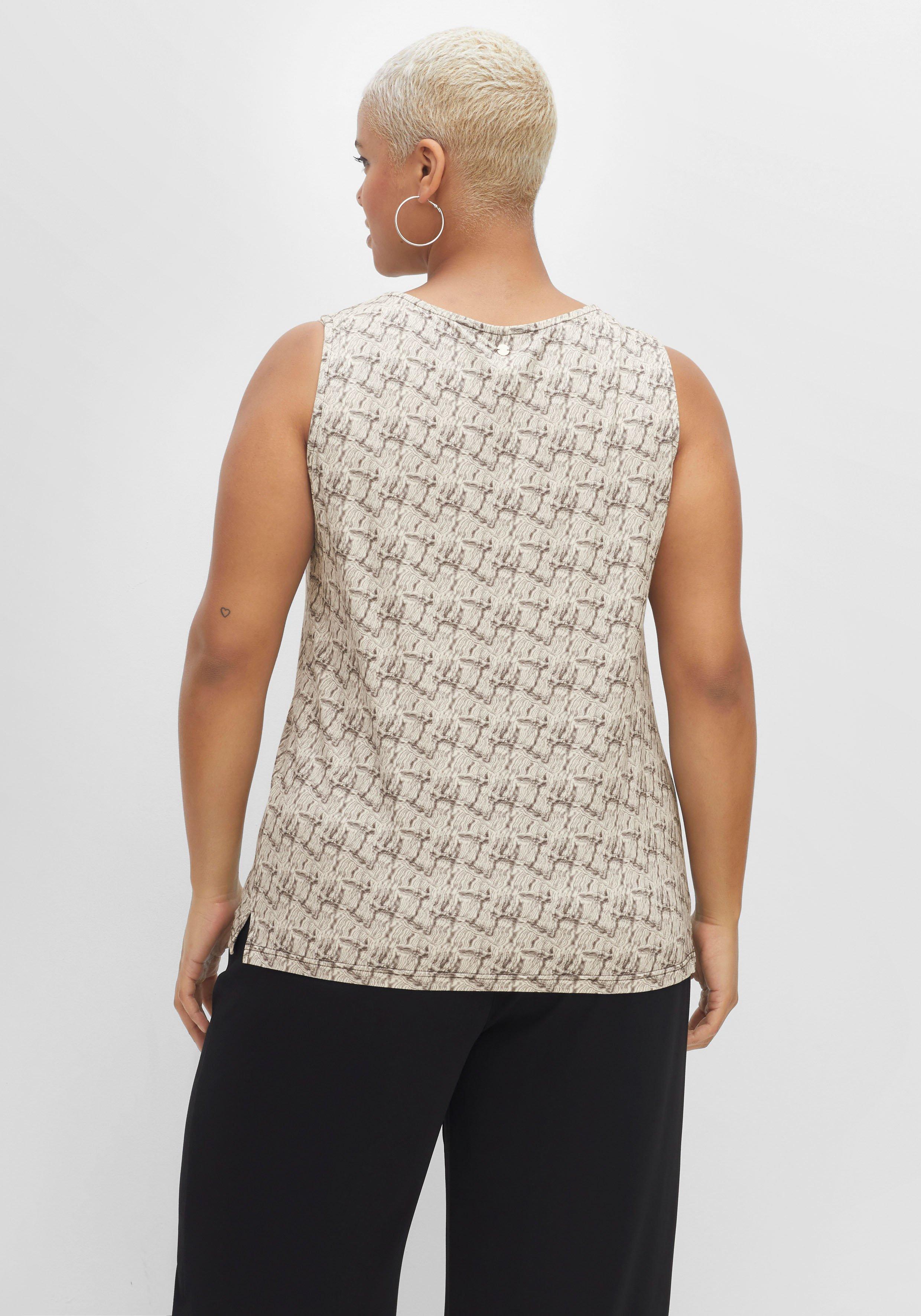 Tanktop mit Alloverdruck und Seitenschlitzen