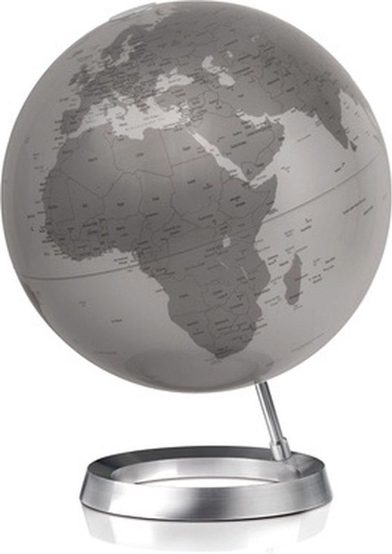 Atmosphere - Full Circle Vision - Wereldbol - Metallic Silver - Aluminium Voet - 30cm