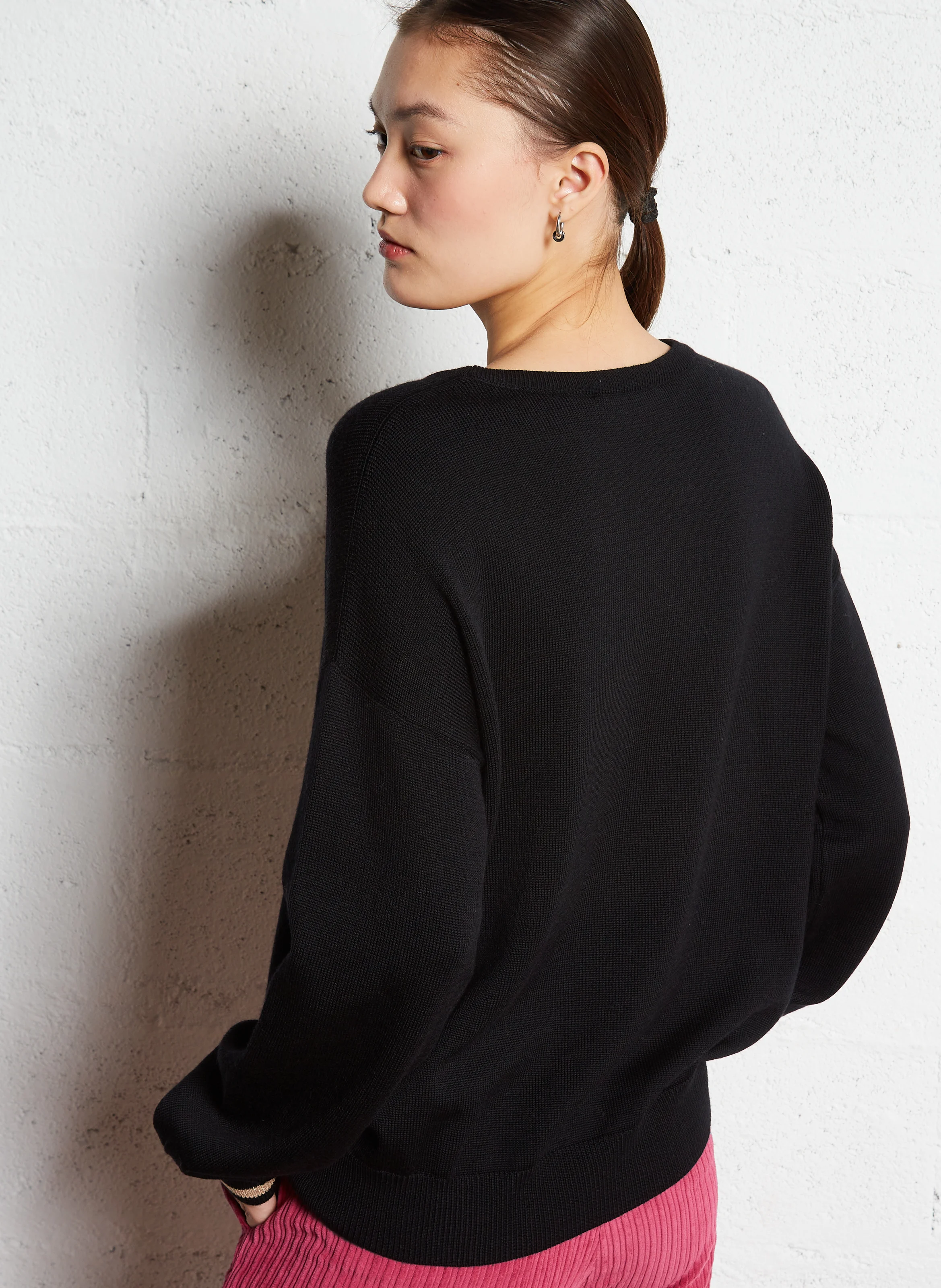 AGATHE - Pull droit en laine I.CODE x LA FRANCAISE | Noir