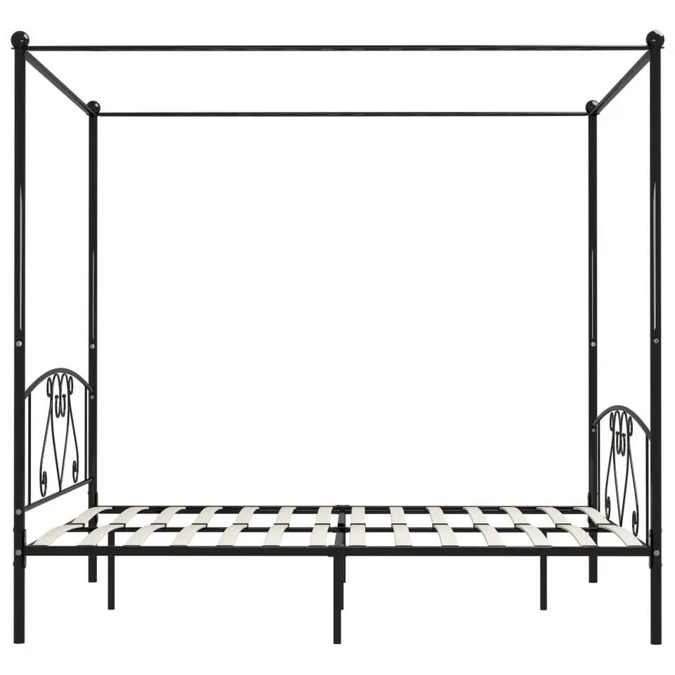 vidaXL - Hemelbed met hoofdbord - Zwart - Metaal - 200x200 cm